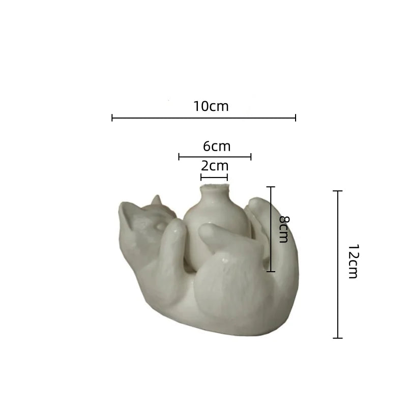Afralia™ Cat Cartoon Vase: Cute Cat Sculpture Aromatherapy Base for Home Decor