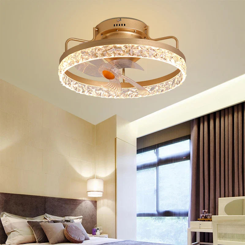 Afralia™ Modern Round Ceiling Fan Chandelier for Living Room and Bedroom.