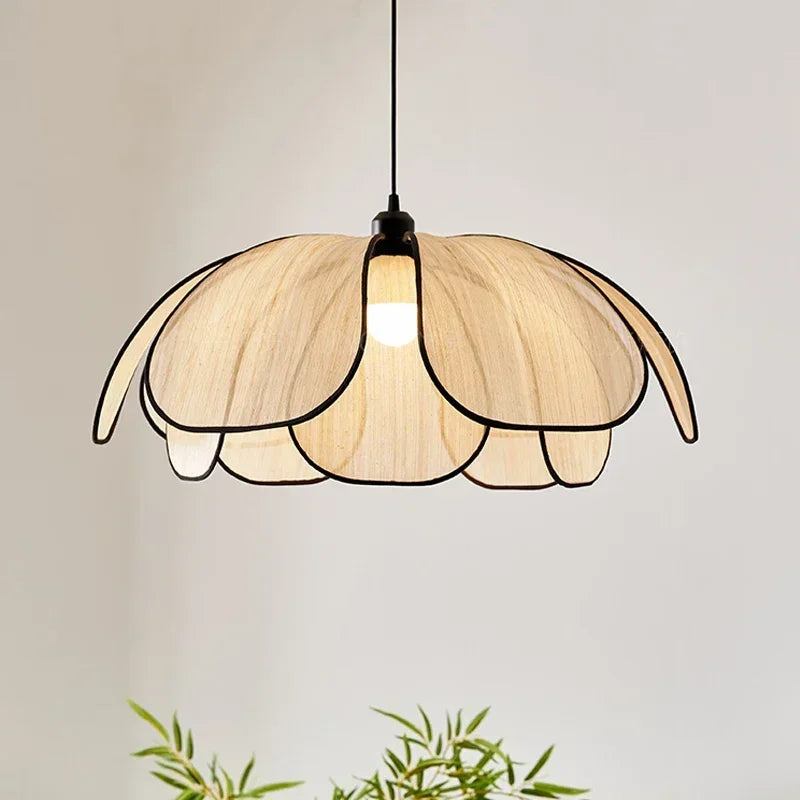 Afralia™ Petal Rattan Pendant Lamp, Elegant Ceiling Light for Dining Room & Living Space