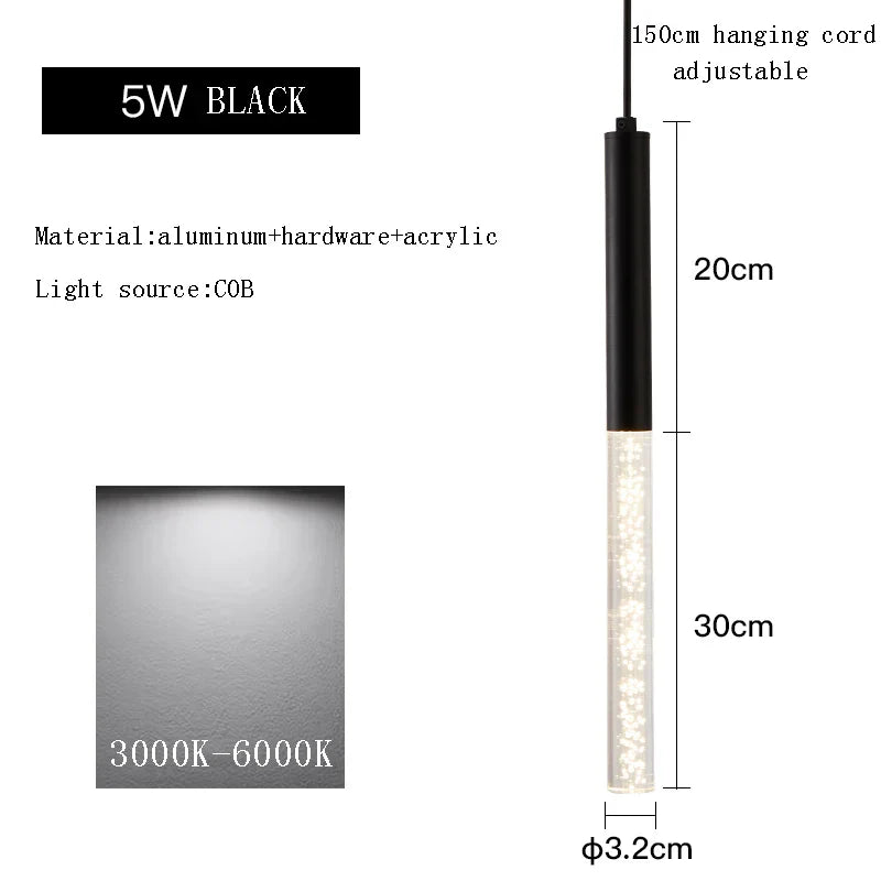 Afralia™ Black Cylinder Pendant Lights for Modern Kitchen Island and Dining Table