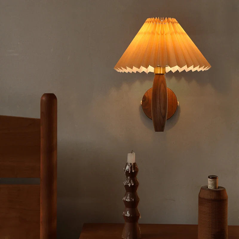 Afralia™ Khaki PVC LED Wall Light | Loft Living Room Decor | Vintage Walnut Wood Design