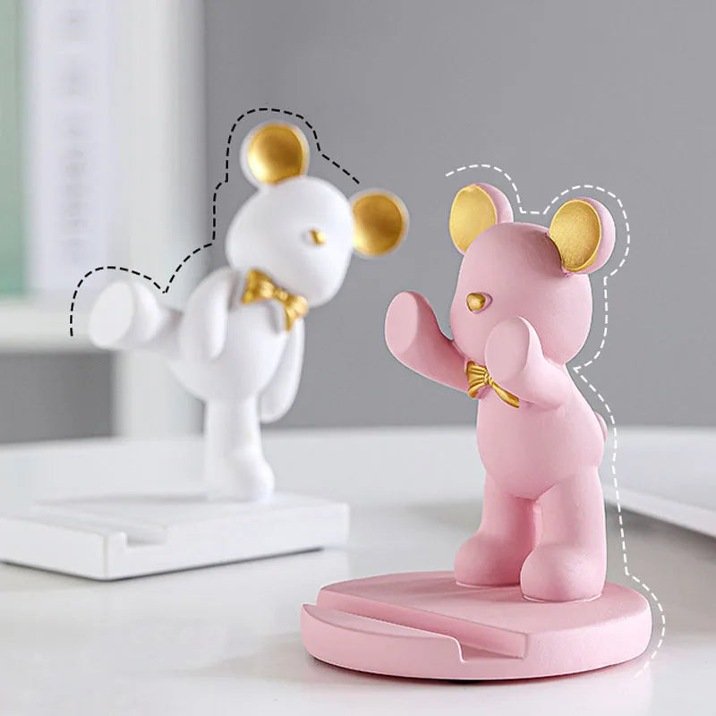 Afralia™ Violent Bear Resin Miniature Phone Stand Desk Decoration Gift