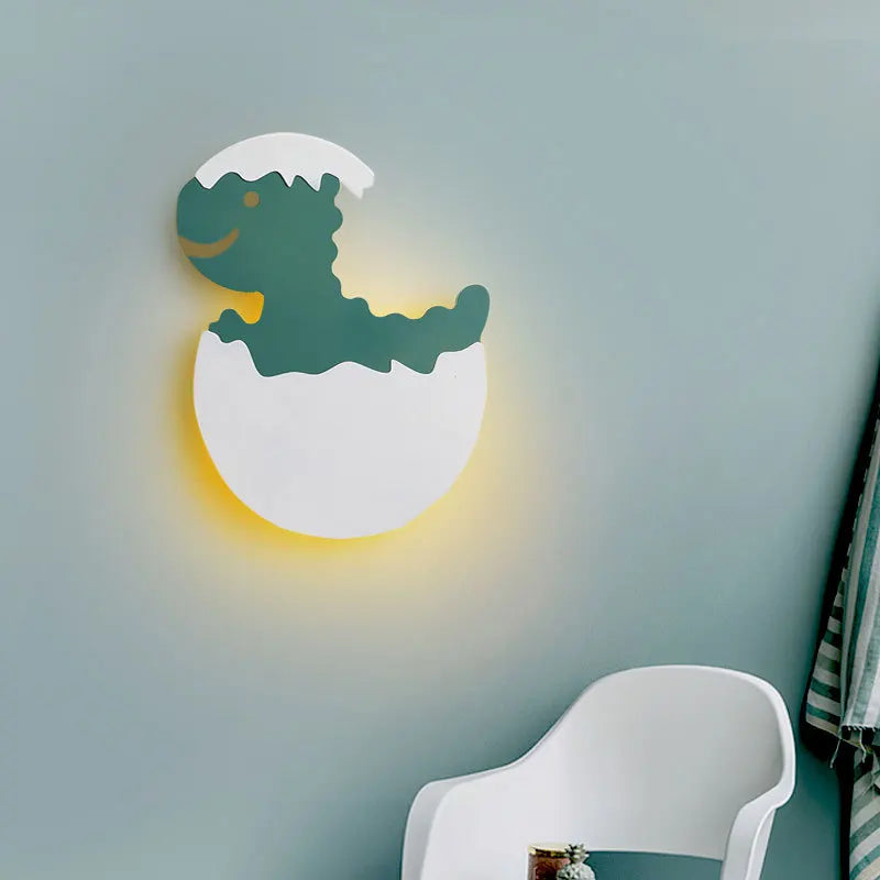 Afralia™ Dino Egg LED Kids Wall Lamp: Cute Cartoon Bedside Light for Nursery Bedroom