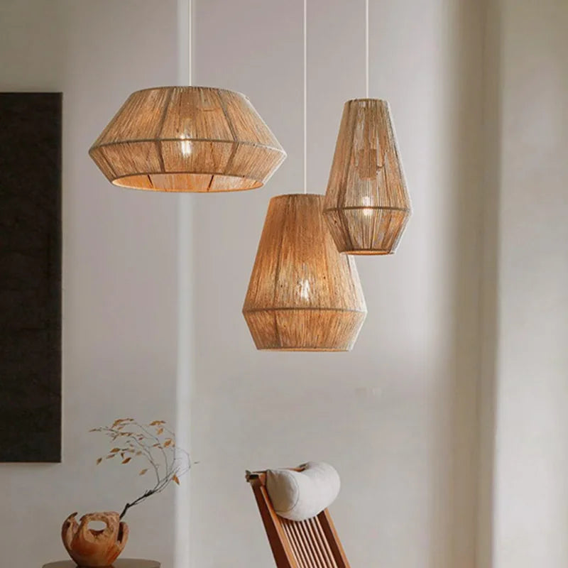 Afralia™ Hand-Woven Hemp Rope Pendant Lamp: Retro Kitchen Island Hanging Light