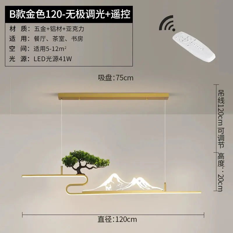 Afralia™ Acrylic Mountain Peak Pendant Lights for Chinese Living Room Study Zen Restaurant