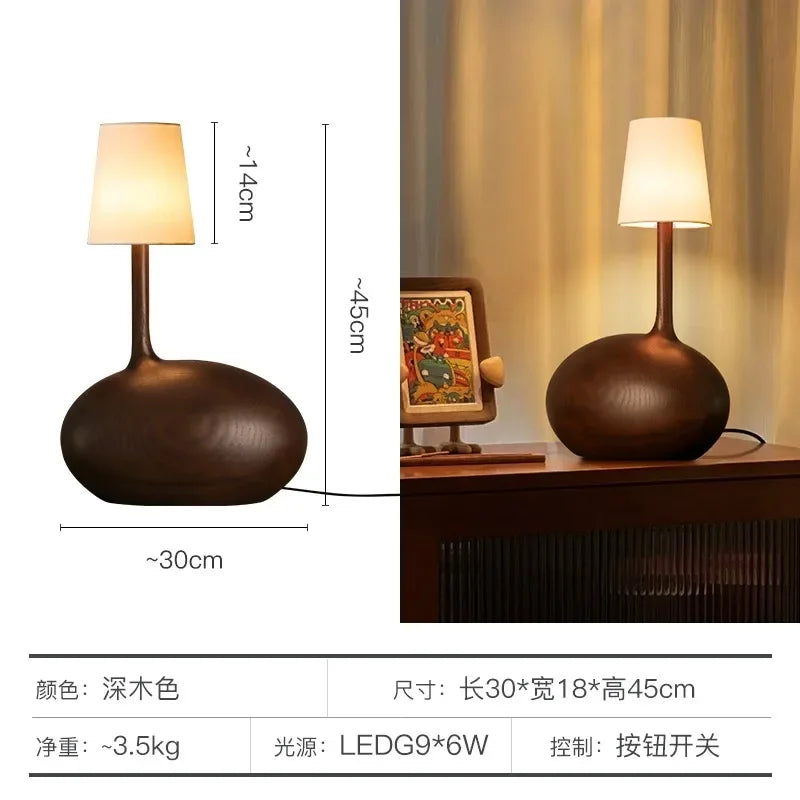 Afralia™ Zen Art Solid Wood Table Lamp LED G9 Desk Light Bedroom Living Room