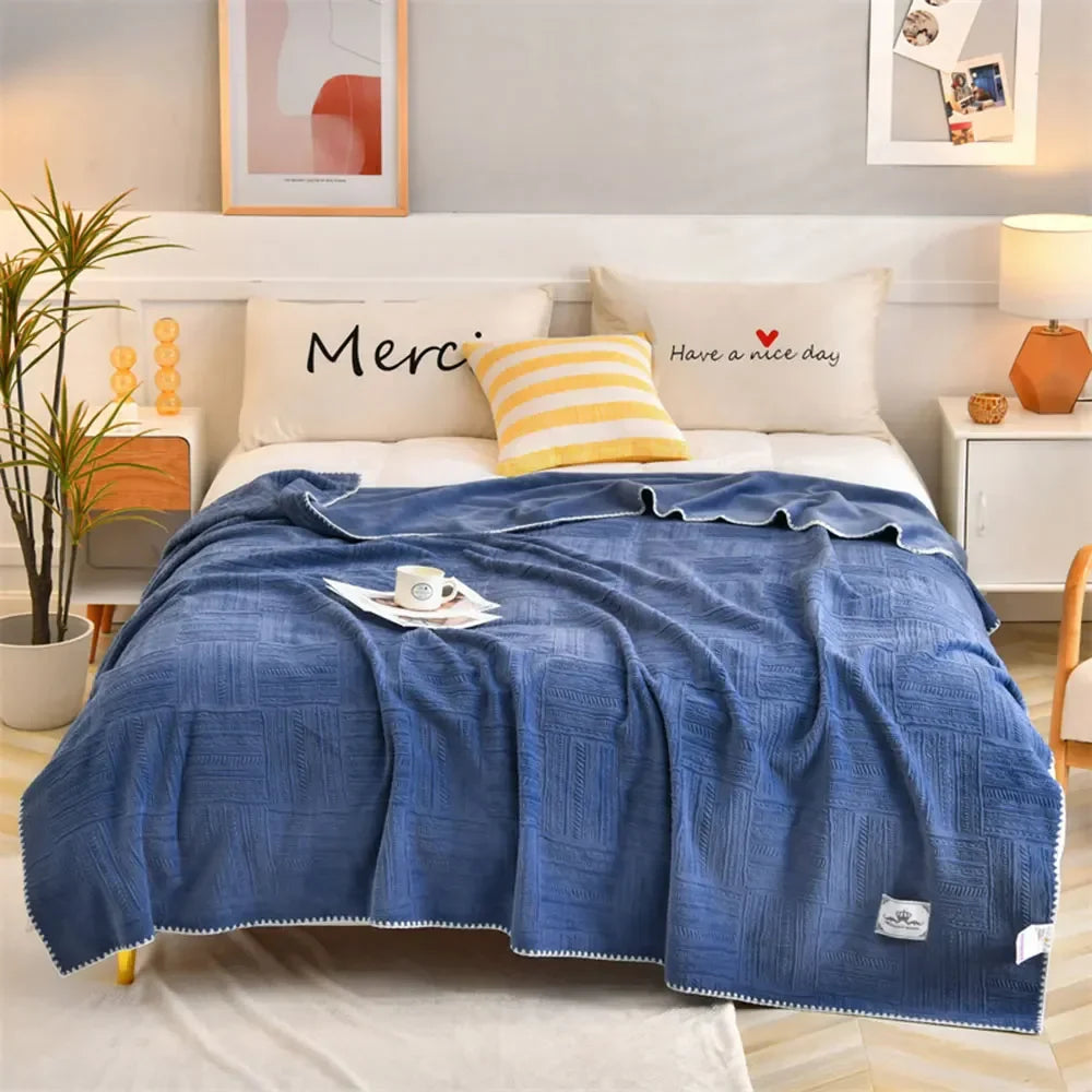 Afralia™ Orange Solid 3D Soft Print Flannel Coral Fleece Double-side Blanket