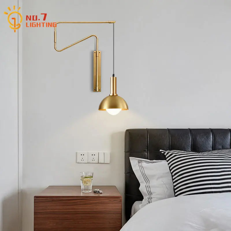 Afralia™ Copper Adjustable Wall Lamp LED E27 for Living Room