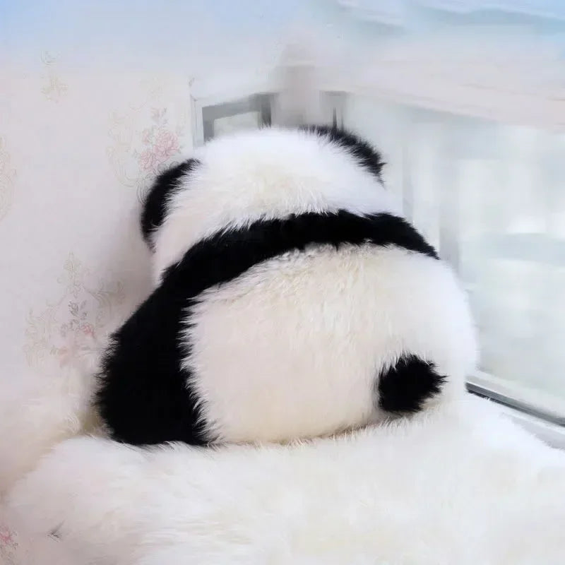 Afralia™ Super Cute Angry Panda Wool Back Throw Pillow for Bed, Sofa, Floor - Cozy Cushion