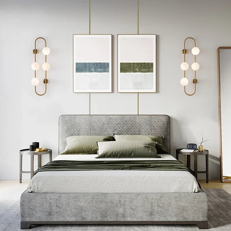 Afralia™ Modern Black Glass Ball Wall Lamp for Bedside Decor