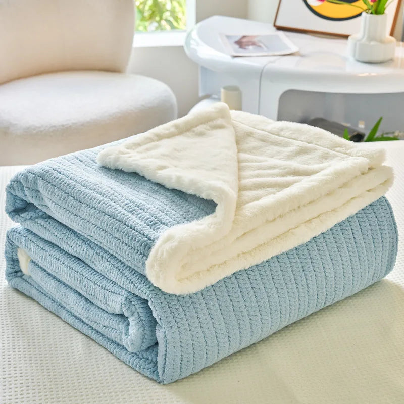 Afralia™ Cozy Faux Rabbit Fur Blanket, Soft Fluffy Quilt for Single, Anti-Static Warm Throw