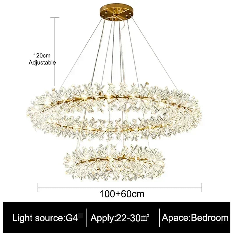 Afralia™ Luxury Crystal Chandelier LED Ceiling Light for Living Room & Bedroom