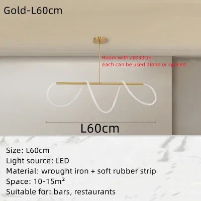 Afralia™ Musical Note Linear Light: Modern Nordic Pendant Lamp for Living Room