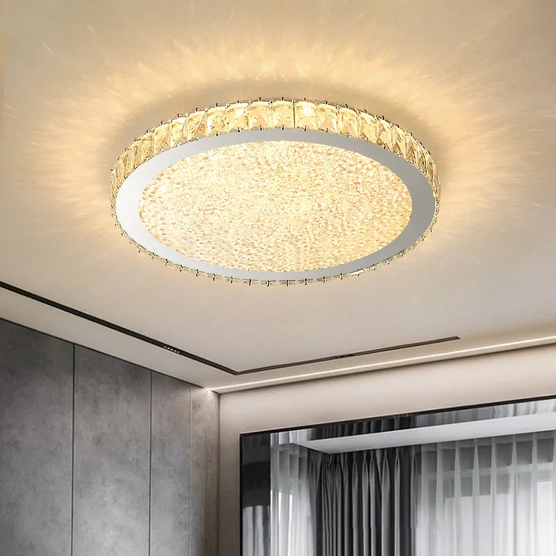Afralia™ Crystal Round LED Ceiling Chandelier - Modern Stainless Steel Light