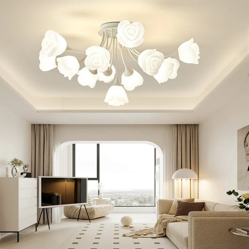 Afralia™ White Flower Ceiling Light: Modern, Chic, Ideal for Living Room, Bedroom, Dining Room