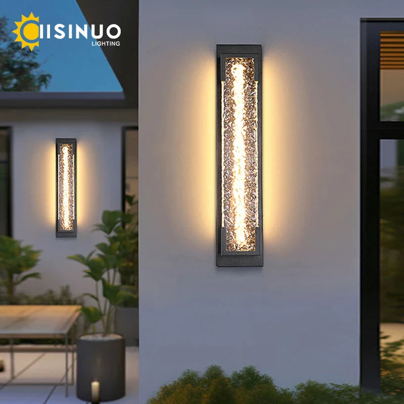 Afralia™ Dimmable LED Stainless Steel Outdoor Wall Sconce for Villa Garage Garden Courtyard
