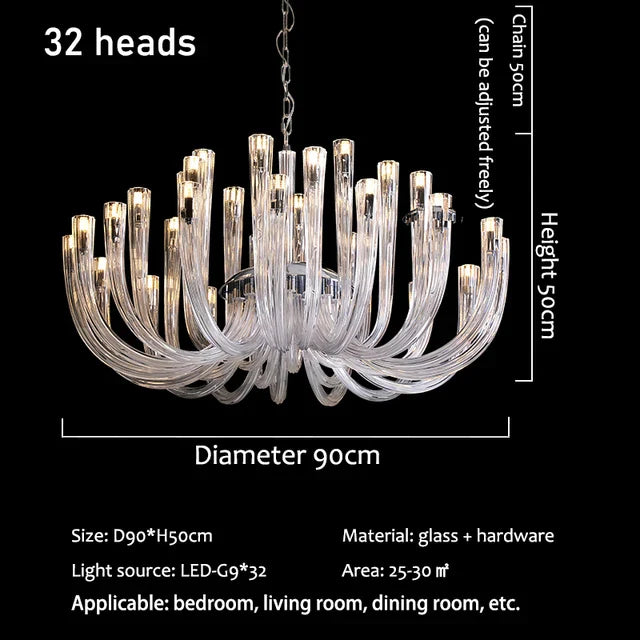 Afralia™ Glass U-shaped Chandelier with G9 Bulb - Modern Luxury Art Pendant Lighting