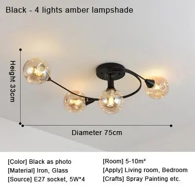 Afralia™ Glass Nordic Ceiling Chandelier for Home Decor Lighting