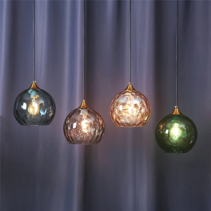 Afralia™ Glass Ball Pendant LED Chandelier for Bedroom Dining Room Kitchen