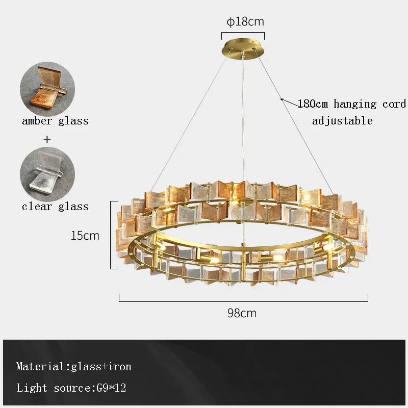 Afralia™ Modern Amber Blue Butterfly Glass Chandelier - Interior Decorative Ceiling Lighting