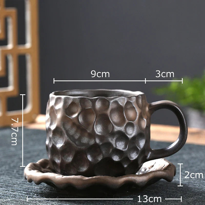 Afralia™ Hammer Pattern Porcelain Mugs, Set of 2