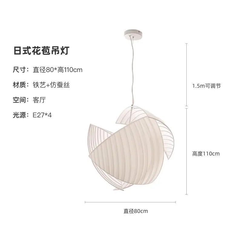 Afralia™ Wabi-sabi Fabric Art LED Pendant Lights for Home and Restaurant
