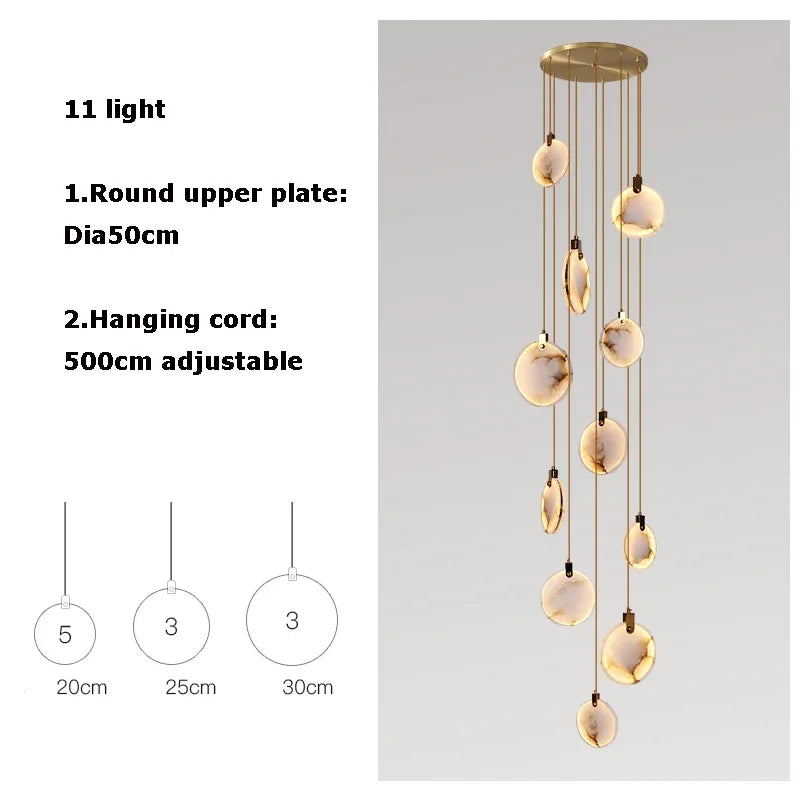 Afralia™ Gold Marble Design Chandelier Lighting for Home Decor