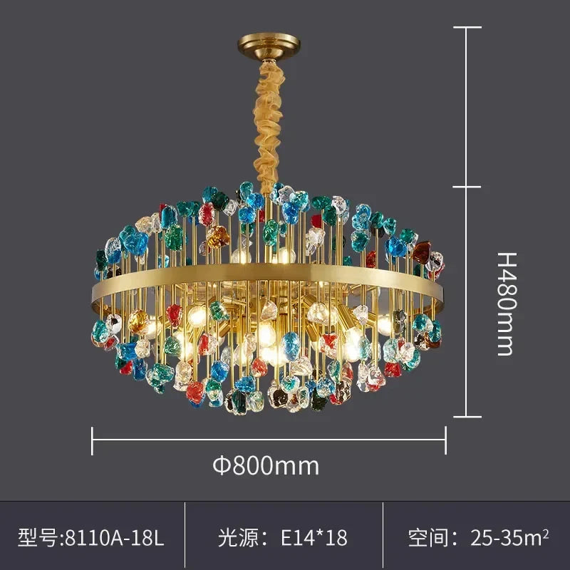 Afralia™ Colorful Crystal Chandelier LED Dining Room Lighting
