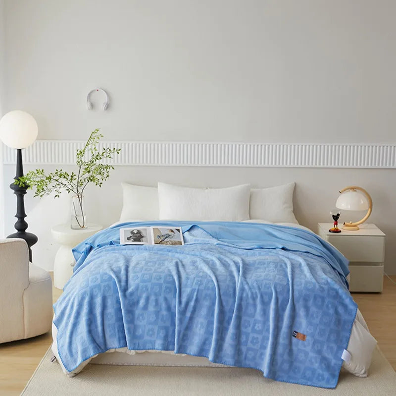 Afralia™ Jacquard Milk Velvet Air Conditioning Blanket | All Seasons Warmth & Travel Shawl