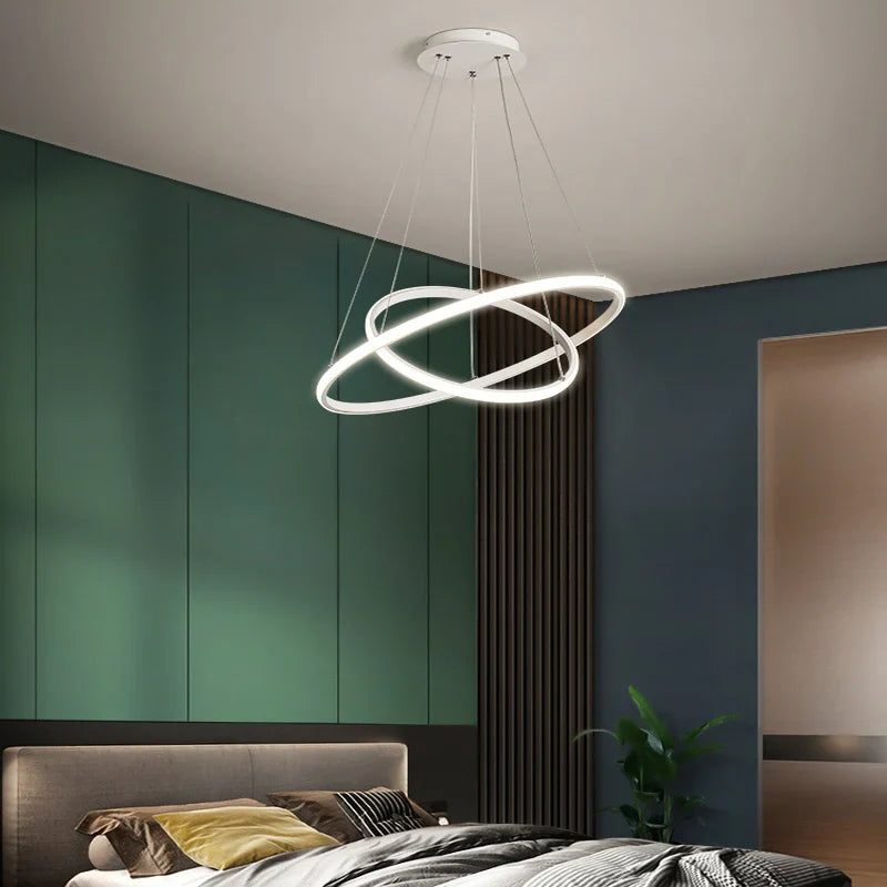 Modern Round LED Chandelier by Afralia™ for Living, Dining, and Kitchen Room Lighting