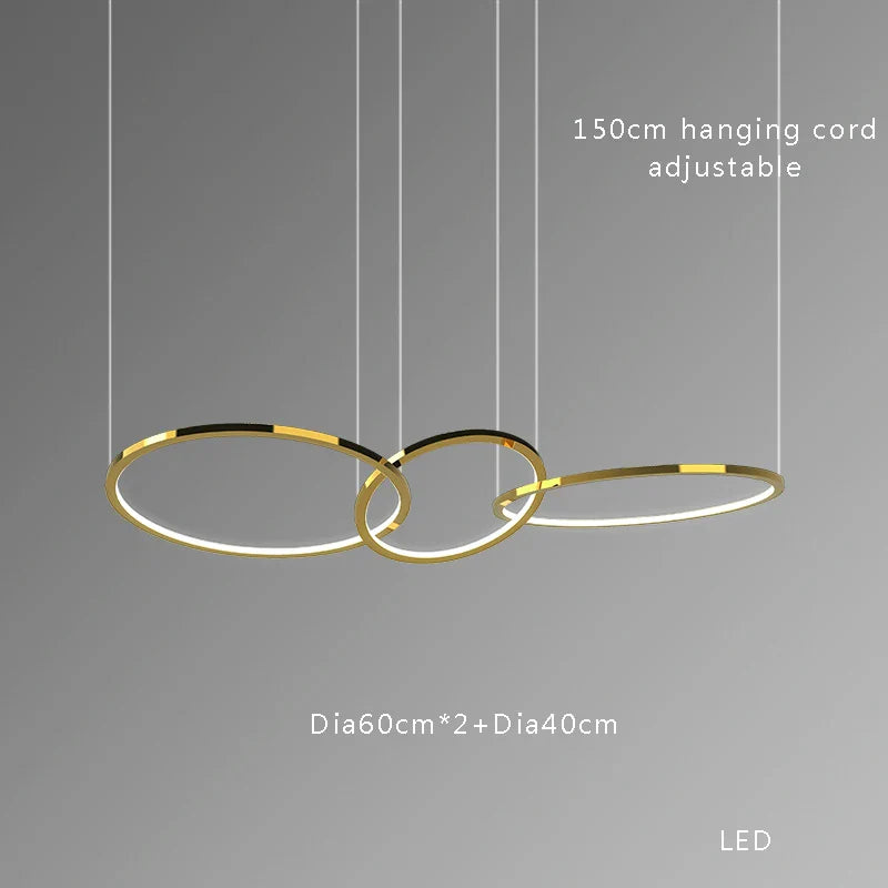 Afralia™ Gold Stainless Steel Silicone Pendant Lamp - Modern Round LED Lustre