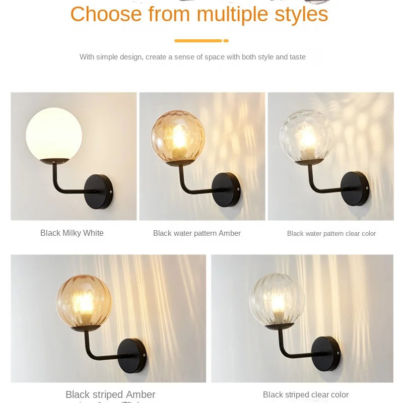 Afralia™ Glass Ball LED Wall Lamp: Gold Nordic Minimalist Sconces Lighting Bedroom Decor Fixtures