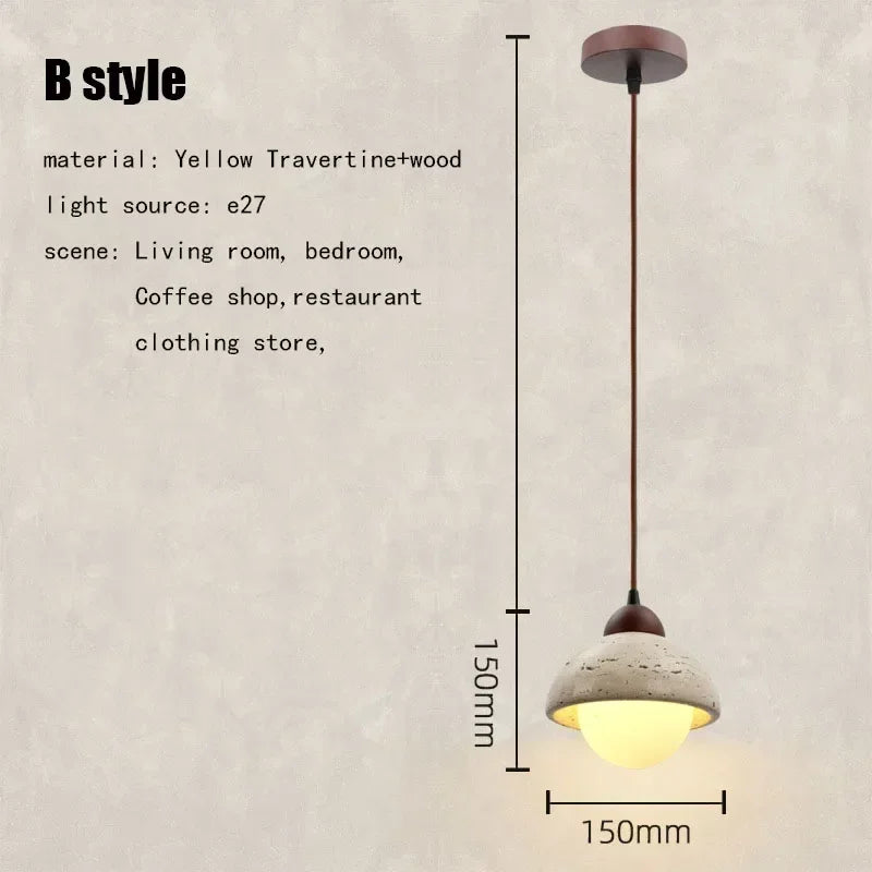 Afralia™ Elegant Wabi Sabi Travertine Pendant Lamp for Dining Desk & Kitchen Island