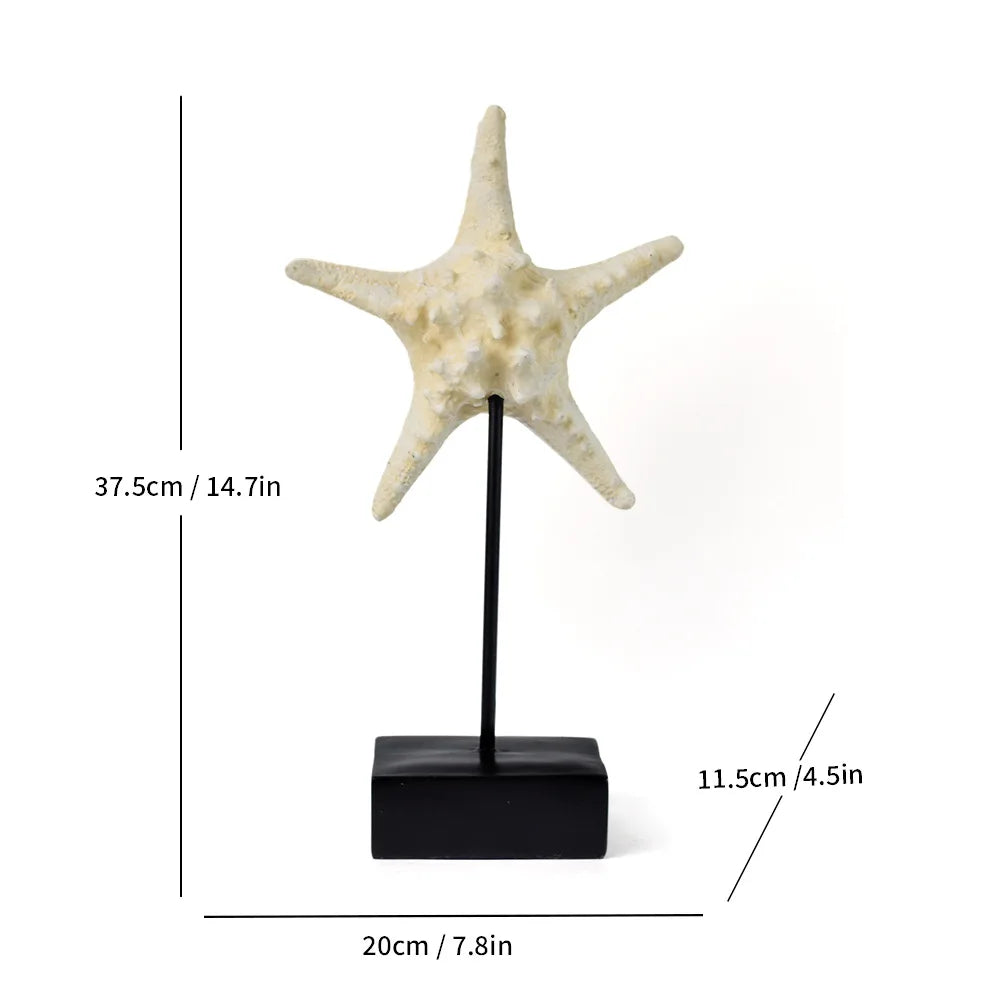 Afralia™ Ocean Theme Desk Ornaments: Starfish, Seahorse, Conch Statue for Home Decor