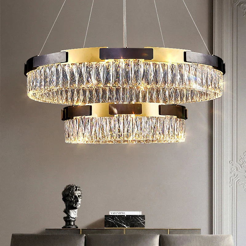 Afralia™ Crystal Luxury Chandelier Modern LED Light Fixture for Living Room Dining Bedroom