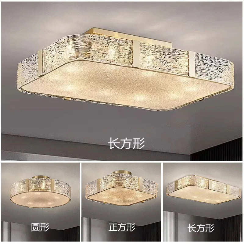 Afralia™ Gold Glass Ceiling Chandelier LED Suspension Luminaire for Home Decor