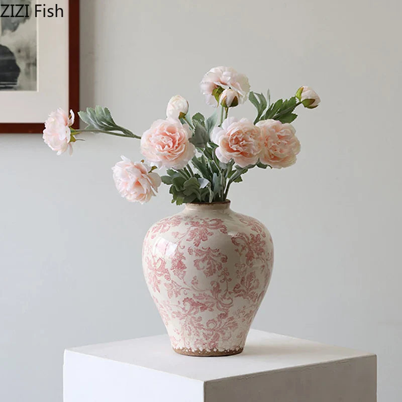 Afralia™ Cracked Texture Blue & White Porcelain Vase, Table Decor, Flower Arrangement Aesthetic