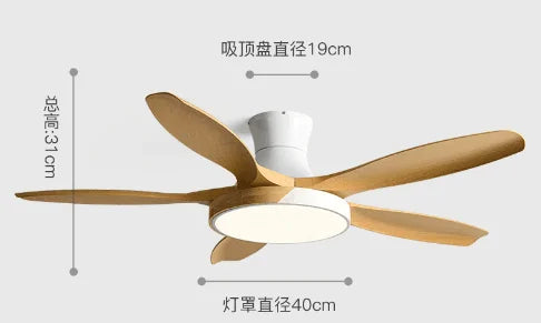 Afralia™ Wood Ceiling Fans 48-60 inch DC Motor LED Light Remote Control Living Bedroom Fan