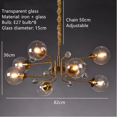 Afralia™ Glass Bubble Chandelier: Vintage Industry Lighting for Living Bedroom Kitchen