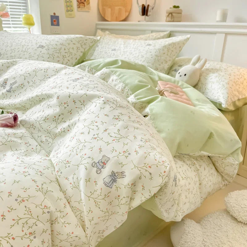 Afralia™ Spring Cotton Printed Duvet Set: Soft, Breathable, Cute Design, Various Sizes