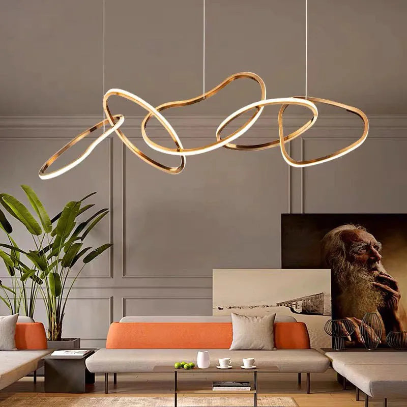 Afralia™ Rose Gold Maillon Pendant Light for Minimalist Dining Room Décor