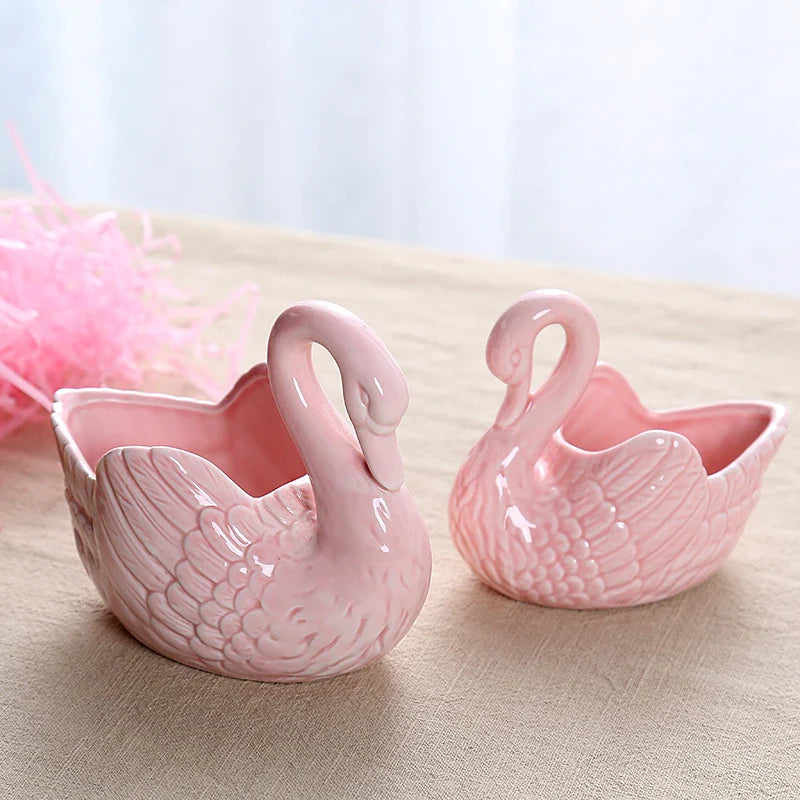 Afralia™ Swan Candlestick Flower Pot Wedding Gift Holder Ornament Storage Box