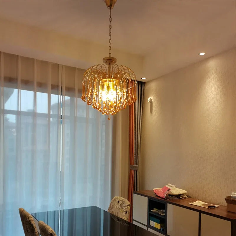 Afralia™ Crystal Water Drop Ceiling Chandelier for Home Decor and Lighting