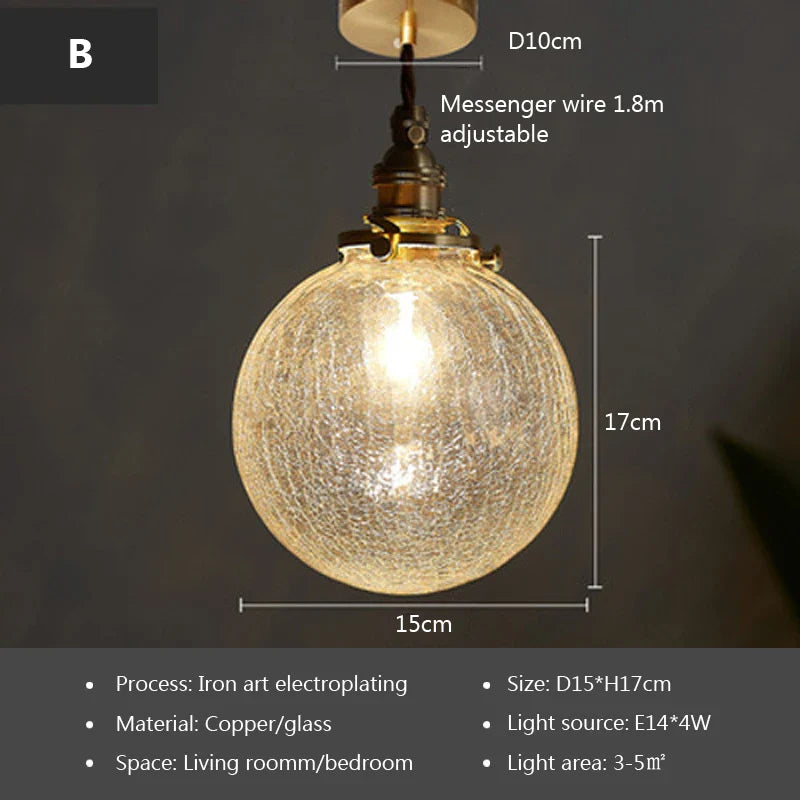 Afralia™ Glass Pendant Light: Nordic Dining Room Retro Lamp, Creative Minimalist Design