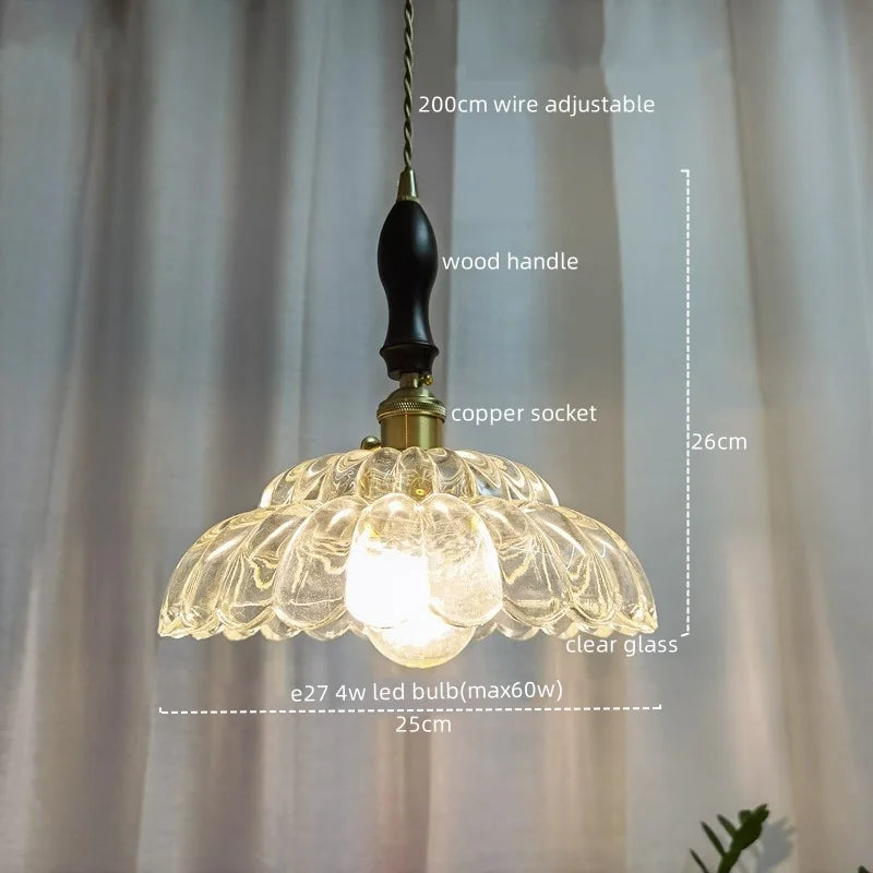 Afralia™ Modern Wood Handle LED Pendant Light for Dining Room, Balcony, Kitchen