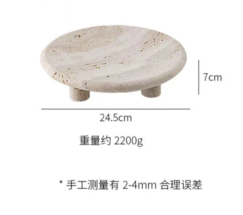 Afralia™ Marble Tray Bowl Decor Vintage Stone Table Jewelry Plate