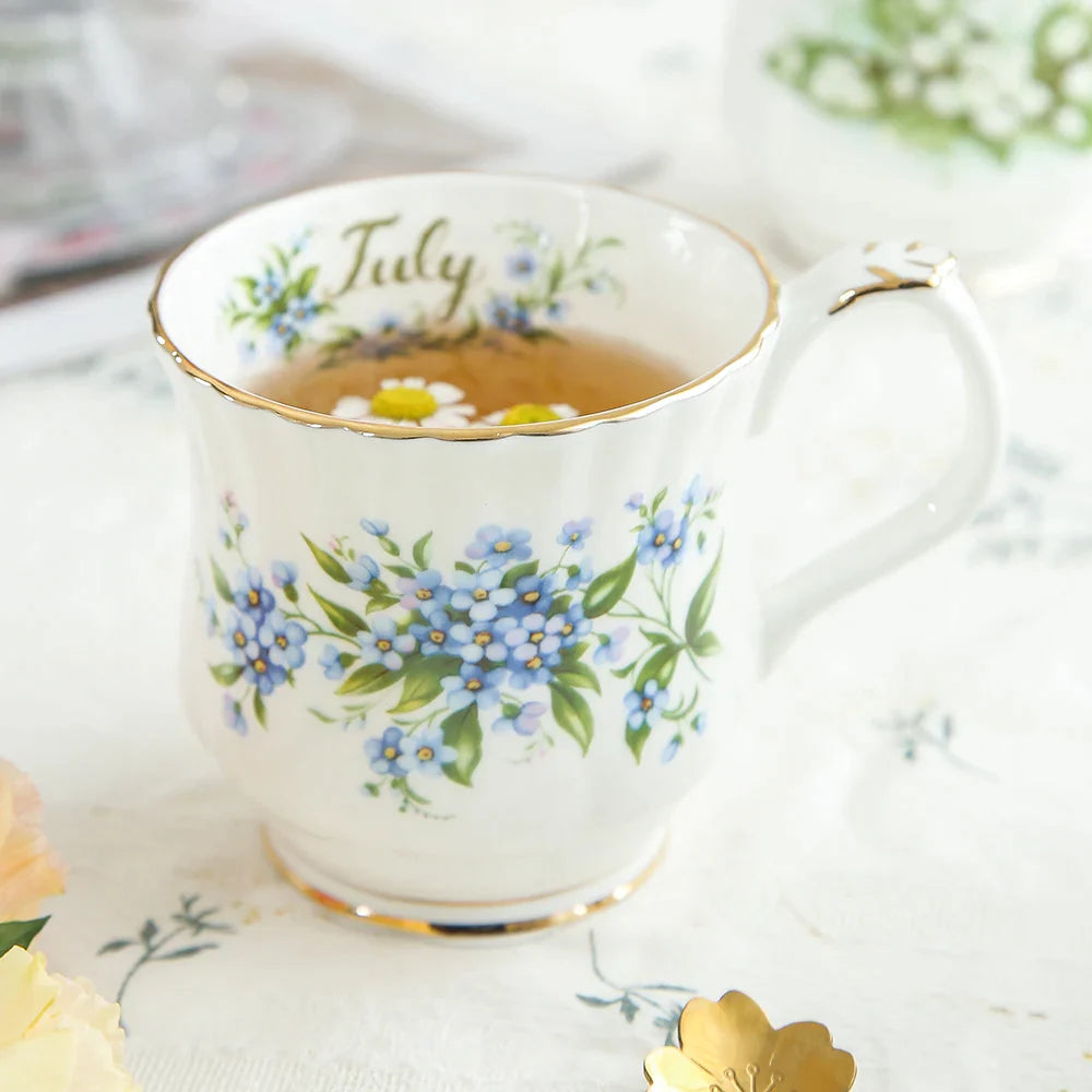 Afralia™ Vintage Phnom Penh Flower Mug with Handgrip - Elegant Tea Cup for Home & Office