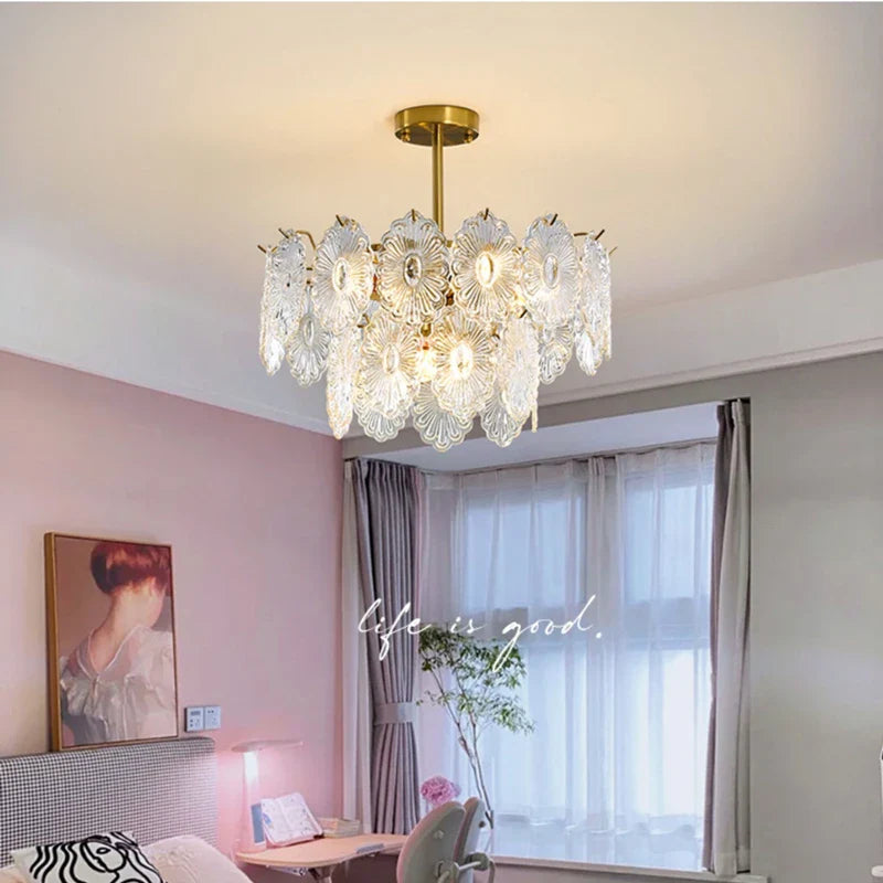 Afralia™ Elegant Glass Chandelier with LED Lights for Home Décor