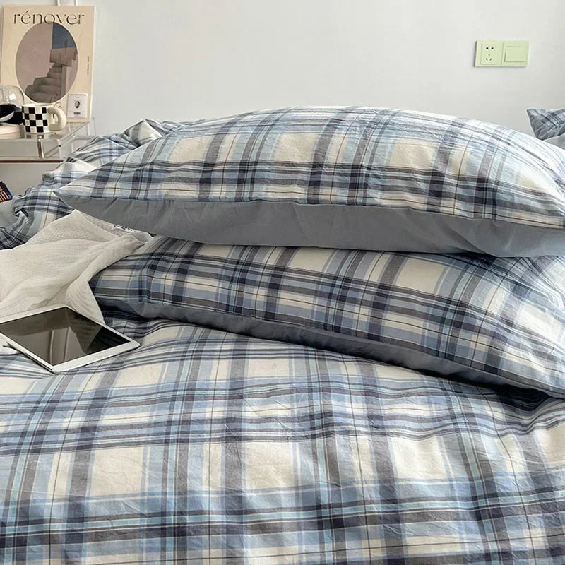 Afralia™ Japanese Style Cotton Printed 4Pcs Bedding Set with Double-Sided Design