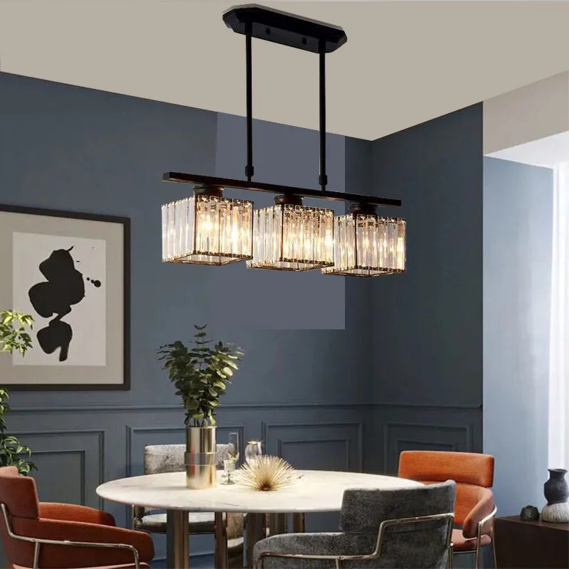 Afralia™ Nordic Modern Crystal Chandelier Three-Head Hanging Light for Living Room